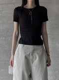 Tube top layered short sleeve T-shirt