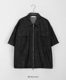 [unisex] Heco two-way pocket denim short sleeve zip-up