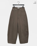 Bifu Embroidery Adjust Balloon Fit Wide Cotton Long Pants