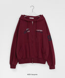 Cohidden Embroidery Printing Two-Way Over Hood Zip-Up