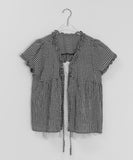 Qubin Layered Check Frill Short Sleeve Blouse