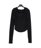 Ser Crop Ribbed Hood Zip-Up