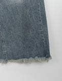 Suzuka Fringe Washing Denim Long Skirt