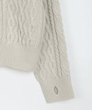 [unisex] Colmin two-way cable over knit hood zip-up cardigan