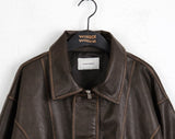 [MADE] Setter vintage washing cut boxy leather jacket