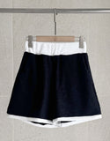 Mardi Color Matching Boucle Knit Sleeveless Banding Shorts Set