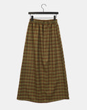 [Brushed] Carin vintage check maxi long skirt