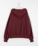 Yunaki Track Color Matching Raglan Lettering Hoodie