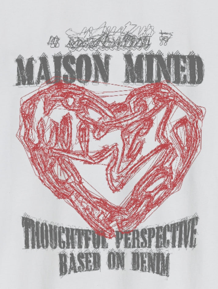 MAISON MINED(メゾンミネド) - ドゥードルハート半袖Tシャツ