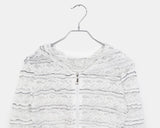 Efu slim fit two-way see-through lace hooded zip-up