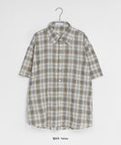 [unisex] Gotelli Linen Check Over Short Sleeve Shirt
