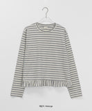 [BAONHAUS] Kenny Stripe Frill Long Sleeve Tee