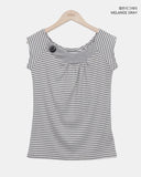 Fuko Striped Button Sleeveless