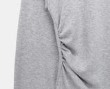 Elan Color Matching Shirring One-Shoulder Long-Sleeve T-Shirt
