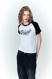 Ribbon Tail Crop Raglan Short Sleeve Tee