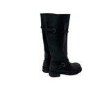 Obik Shirring Biker Buckle Long Boots