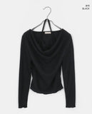 Purple frill halter off-shoulder knit