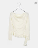 O-Ha Boat Neck Off-Shoulder Side Shirring Slim Knit