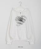 Melka Heart Printing Hood Zip-Up