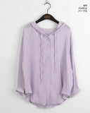Gelato Summer Boxy See-through Hood Long Sleeve Shirt Cardigan
