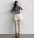 Ribbed Inner Winter Fall Neck Polar Long Sleeve T-shirt