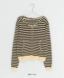 Yumehi Stripe Punching Hood Zip-Up Cardigan