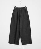 Itove Black Blue Pintuck Brushed Wide Pants