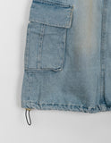 Kune cargo string denim midi skirt