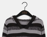 Blon Stripe Color Matching Slim Fit Hood Knit
