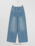 Temenki Pin Tuck Wide Denim Pants