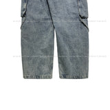 Tin washed strap cargo denim