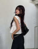 Mary's ribbon shirring crop blouse