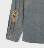 S/S Shea Damaged Washed Denim Shirt