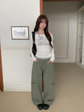 Clun Cut Wide String Cargo Pants