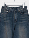 Kyoda Vintage Washing Wide Dart Denim Pants