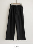 Divet Two Pin Tuck Brushed Span Wide Slacks