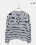 Minun Stripe Color Matching Knit Long Sleeve Cardigan