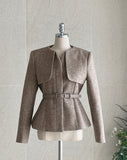 Redia Wool Herringbone Short Jacket (Belt set)