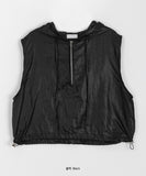 Unf Glossy Nylon Crop Hooded Vest