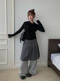 Ponce Dot Wrap Skirt Layered Pants Set
