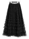 Feather See-Through Tiered Skirt