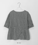 Suiko cut shirring round puff blouse