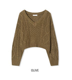 Bare Cable V-Neck Crop Knit