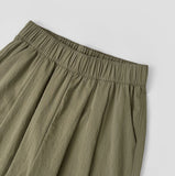 Summer Pin Tuck Long Wide Banding Pants