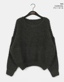 Poville Snowflake Fluffy Off-Shoulder Boat Neck Knit