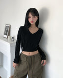 Pint Crop V-Neck Slim Long Sleeve
