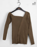Medic Unbalance One Shoulder Silt Diagonal Button Long Sleeve Knit