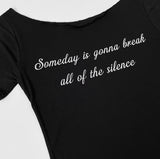 Layered Lettering See-through Short Sleeve T-shirt