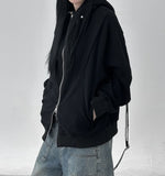 High-neck two-way hooded zip-up