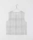 Yenmi Linen Check Button Sleeveless Blouse